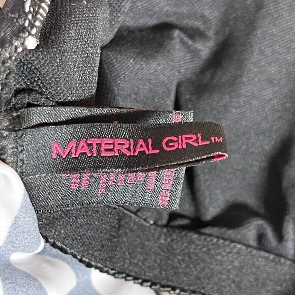 Material Girl Bow Striped Black White Pink One Piece Cut Out Swimsuit Small - Picture 8 of 10